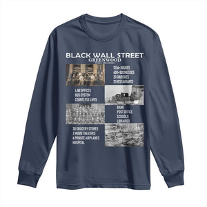 Black Wall Street Long Sleeve Shirt Black Business Black History Month TS02 Navy Print Your Wear