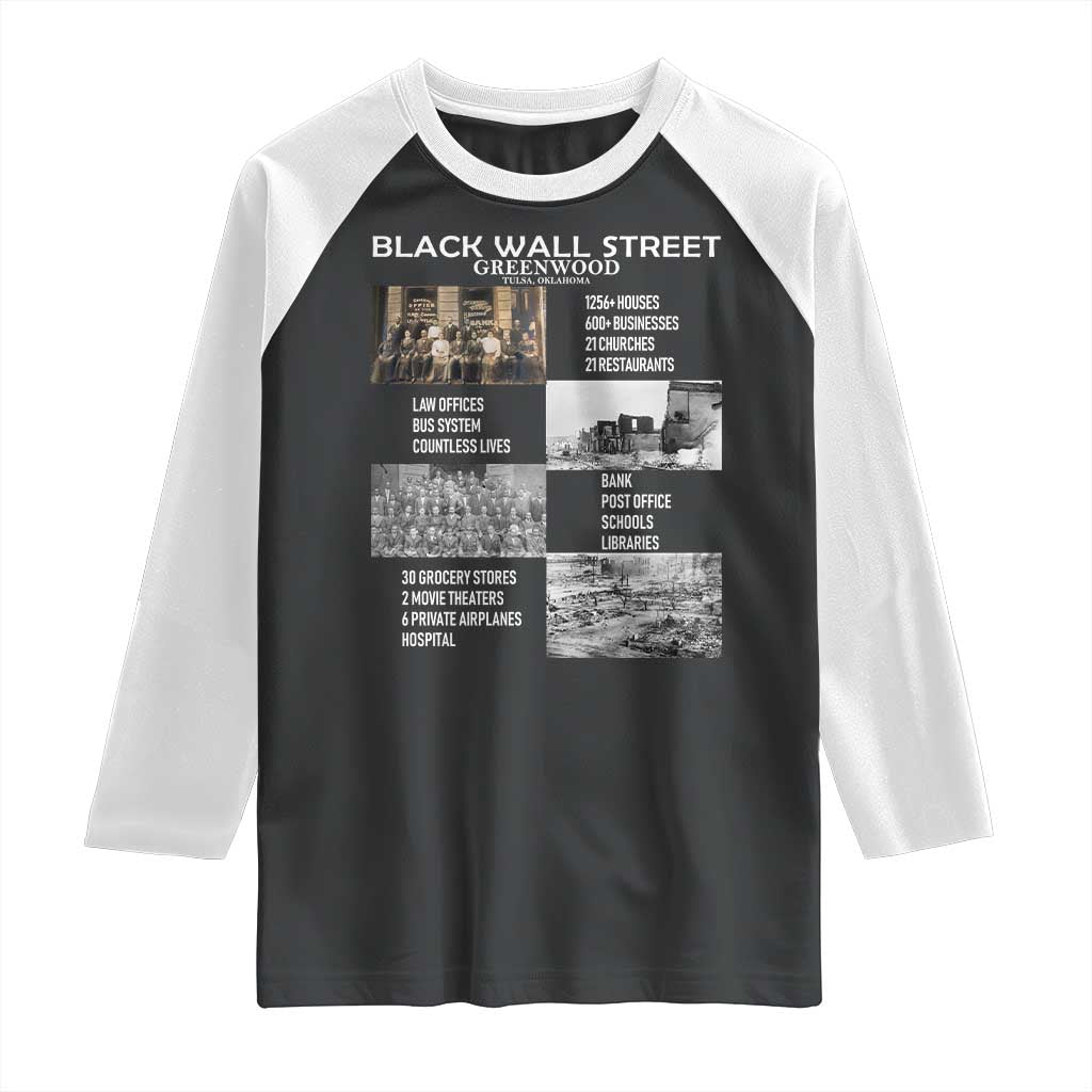 Black Wall Street Raglan Shirt Black Business Black History Month TS02 Black White Print Your Wear