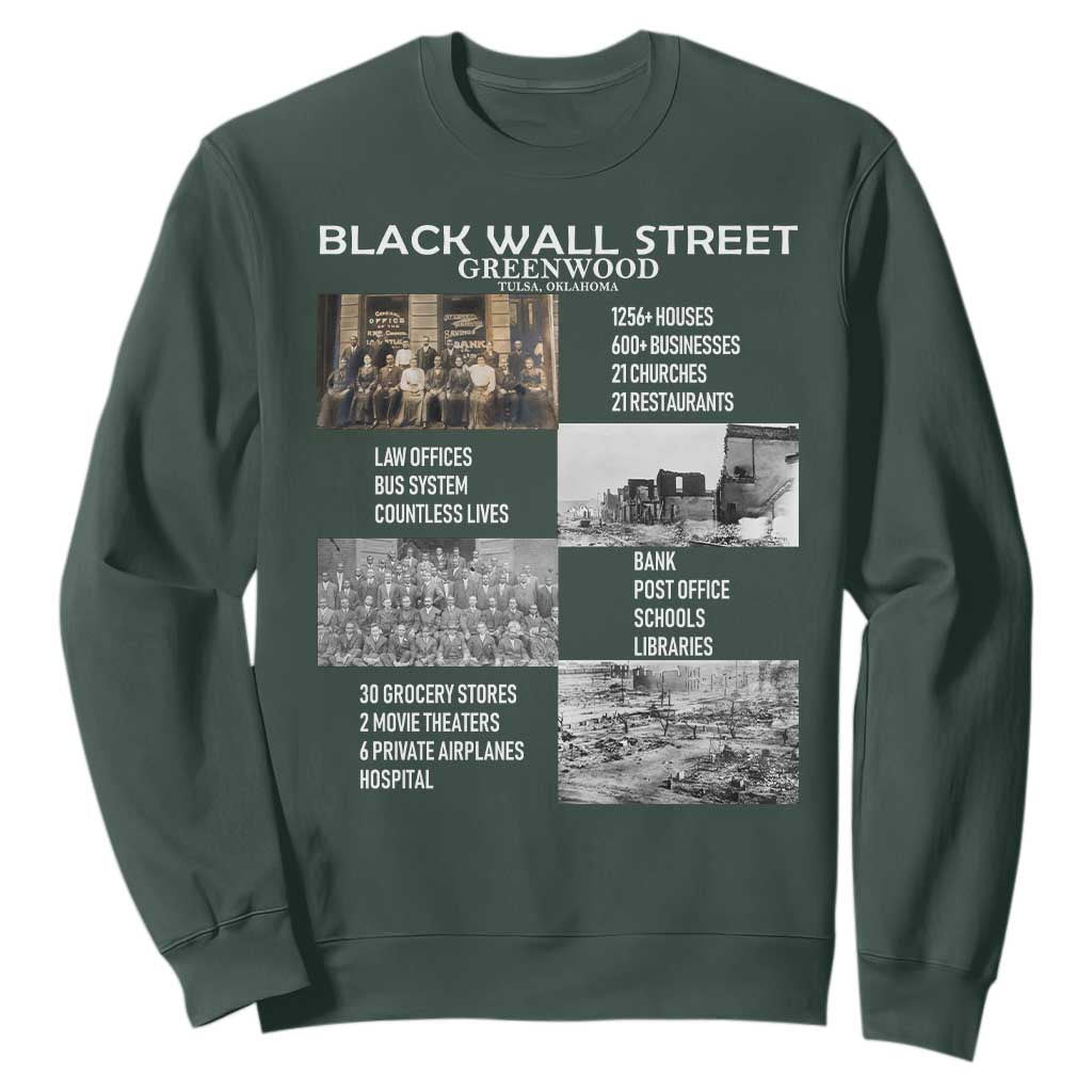 Black Wall Street Sweatshirt Black Business Black History Month TS02 Dark Forest Green Print Your Wear