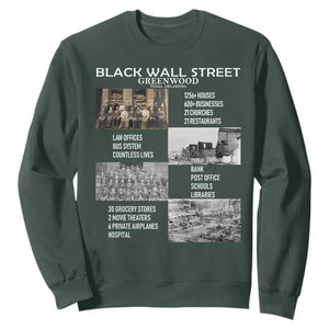 Black Wall Street Sweatshirt Black Business Black History Month TS02 Dark Forest Green Print Your Wear