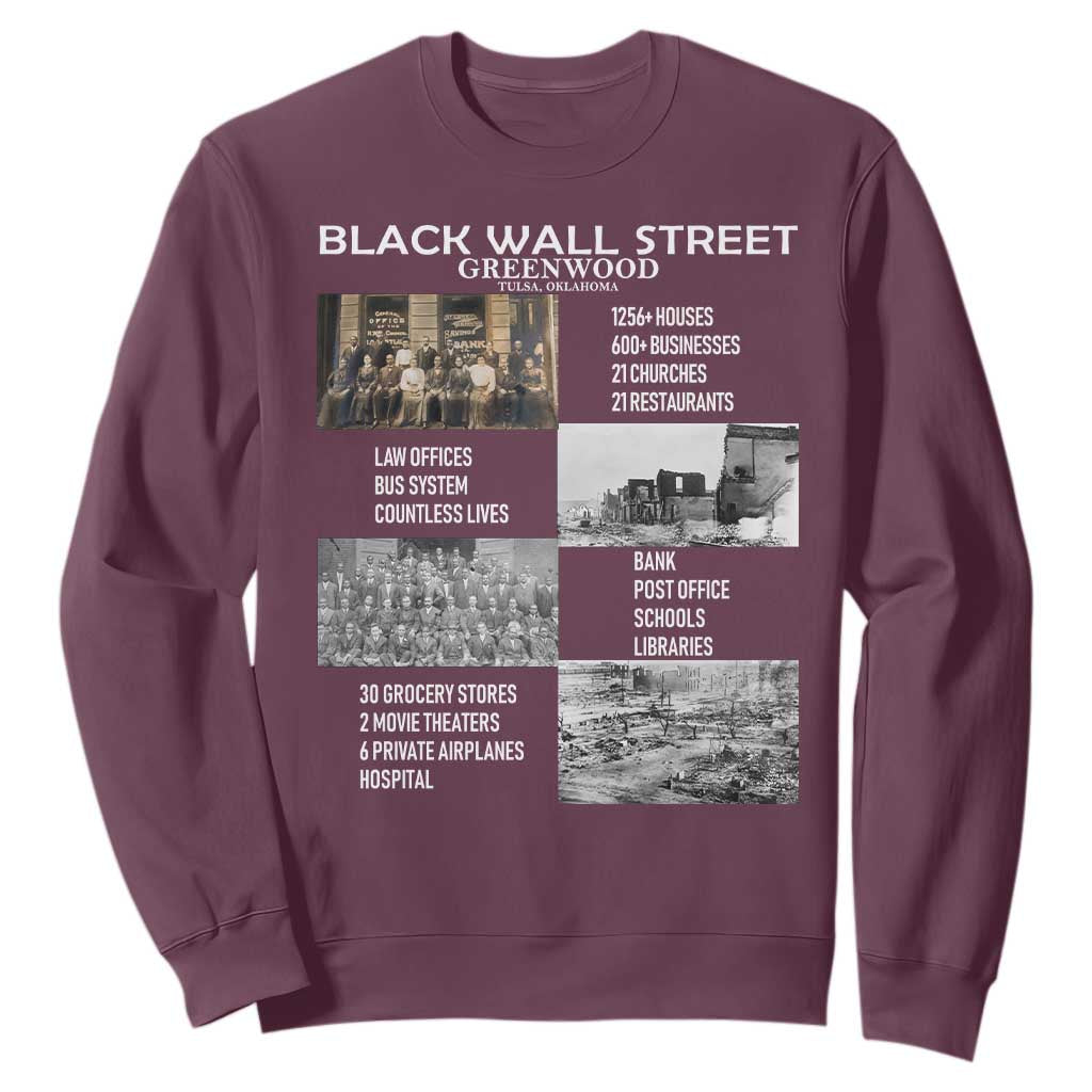 Black Wall Street Sweatshirt Black Business Black History Month TS02 Maroon Print Your Wear