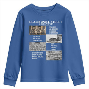 Black Wall Street Youth Sweatshirt Black Business Black History Month TS02 Royal Blue Print Your Wear