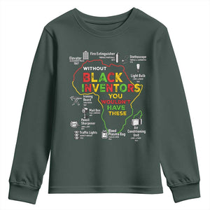 Proud Black Inventors Youth Sweatshirt Black History Month African American Pride TS02 Dark Forest Green Print Your Wear