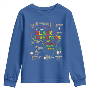 Proud Black Inventors Youth Sweatshirt Black History Month African American Pride TS02 Royal Blue Print Your Wear
