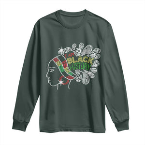 I Am Black History Long Sleeve Shirt Black Girl Sparkling Bling TS02 Dark Forest Green Print Your Wear