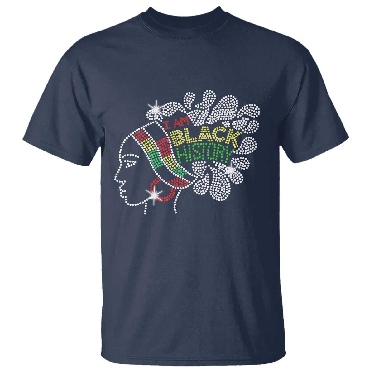 I Am Black History T Shirt Black Girl Sparkling Bling TS02 Navy Print Your Wear