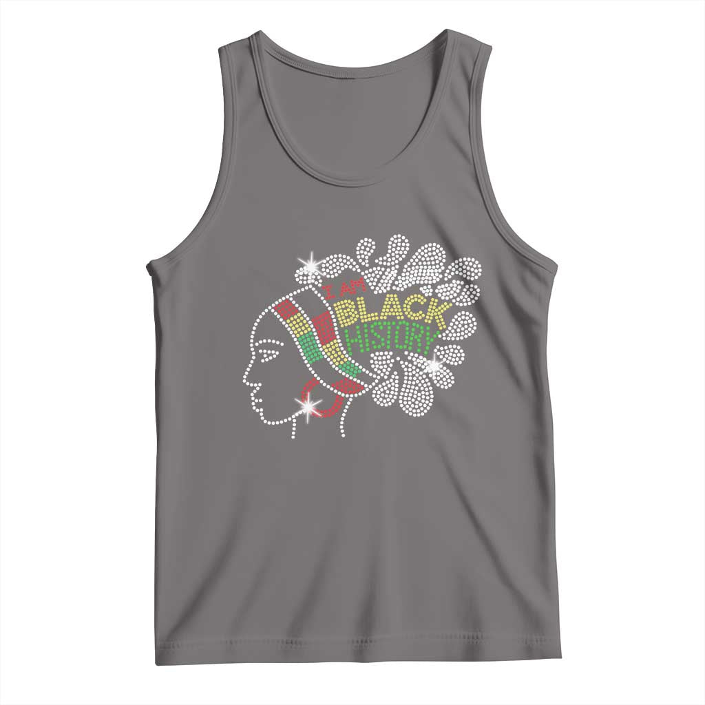 I Am Black History Tank Top Black Girl Sparkling Bling TS02 Deep Heather Print Your Wear