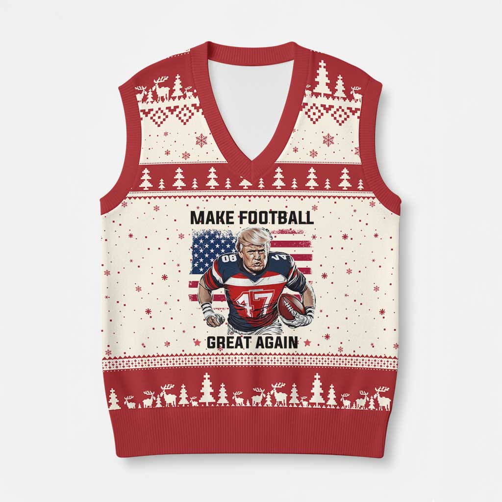 Make American Football Great Again V-Neck Knit Sweater Vest Funny Trump US Flag Vintage TS02 Beige Red Print Your Wear