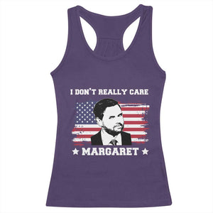 Funny JD Vance Racerback Tank Top I Don't Really Care Margaret American Flag TS02 Purple Print Your Wear
