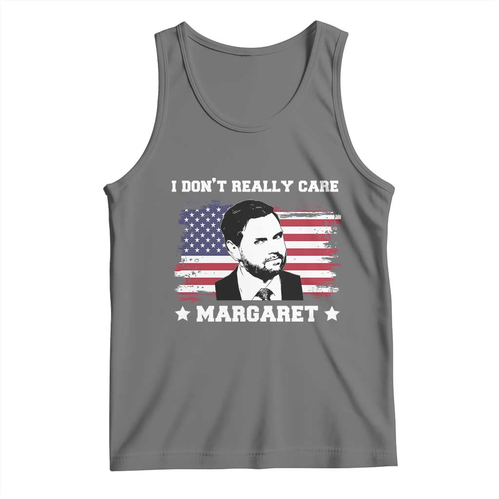 Funny JD Vance Tank Top I Don't Really Care Margaret American Flag TS02 Black Heather Print Your Wear