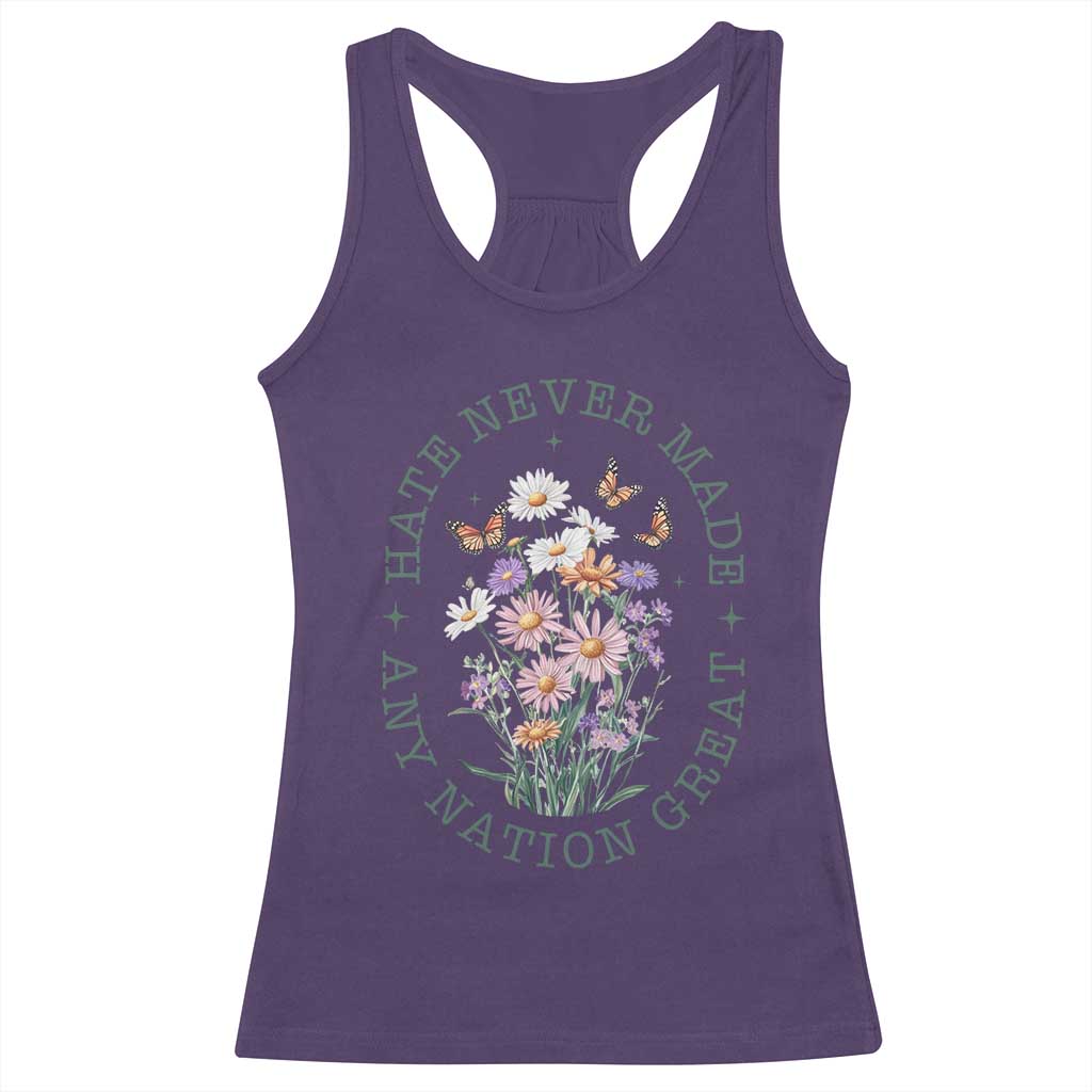 Hate Never Made Any Nation Great Racerback Tank Top Botanical Floral Butterflies Retro TS02 Purple Print Your Wear