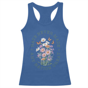 Hate Never Made Any Nation Great Racerback Tank Top Botanical Floral Butterflies Retro TS02 Royal Blue Print Your Wear