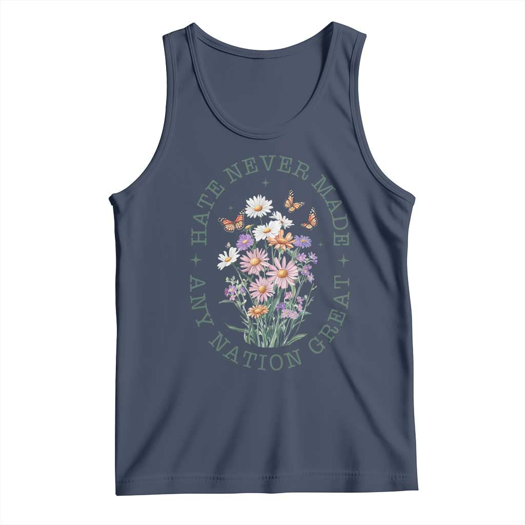 Hate Never Made Any Nation Great Tank Top Botanical Floral Butterflies Retro TS02 Navy Print Your Wear