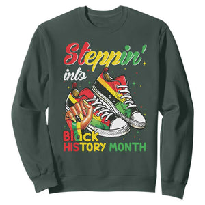 Stepping Into Black History Month Sweatshirt Black Girls Sneakers TS02 Dark Forest Green Print Your Wear