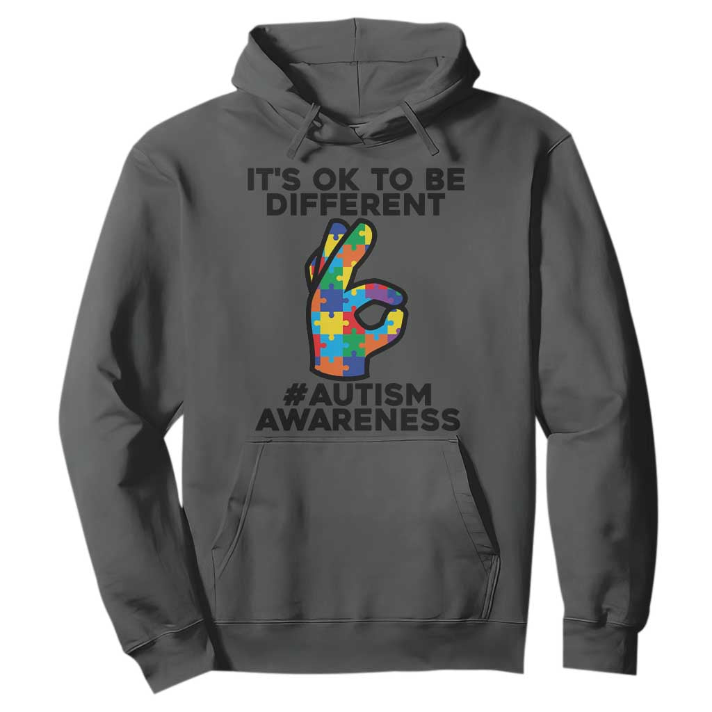 Autism Awareness Hoodie It's Ok To Be Different Acceptance Spectrum Puzzle Piece TS02 Dark Heather Printyourwear