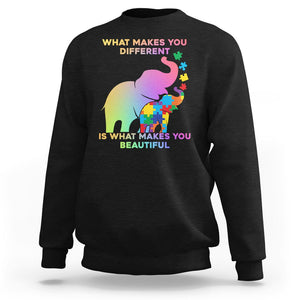 Autism Awareness Elephant Sweatshirt What Make You Different Makes You Beautiful Spectrum Puzzle Piece Baby TS02 Black Printyourwear