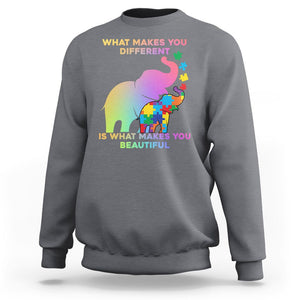 Autism Awareness Elephant Sweatshirt What Make You Different Makes You Beautiful Spectrum Puzzle Piece Baby TS02 Charcoal Printyourwear