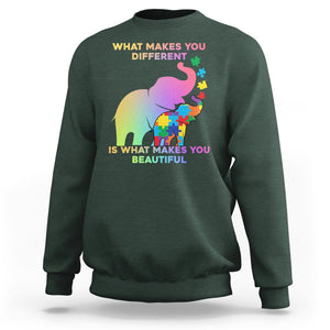 Autism Awareness Elephant Sweatshirt What Make You Different Makes You Beautiful Spectrum Puzzle Piece Baby TS02 Dark Forest Green Printyourwear