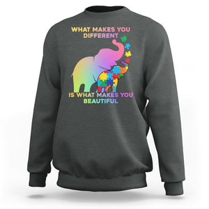 Autism Awareness Elephant Sweatshirt What Make You Different Makes You Beautiful Spectrum Puzzle Piece Baby TS02 Dark Heather Printyourwear