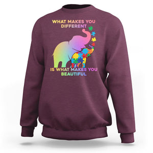 Autism Awareness Elephant Sweatshirt What Make You Different Makes You Beautiful Spectrum Puzzle Piece Baby TS02 Maroon Printyourwear