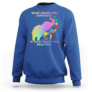 Autism Awareness Elephant Sweatshirt What Make You Different Makes You Beautiful Spectrum Puzzle Piece Baby TS02 Royal Blue Printyourwear