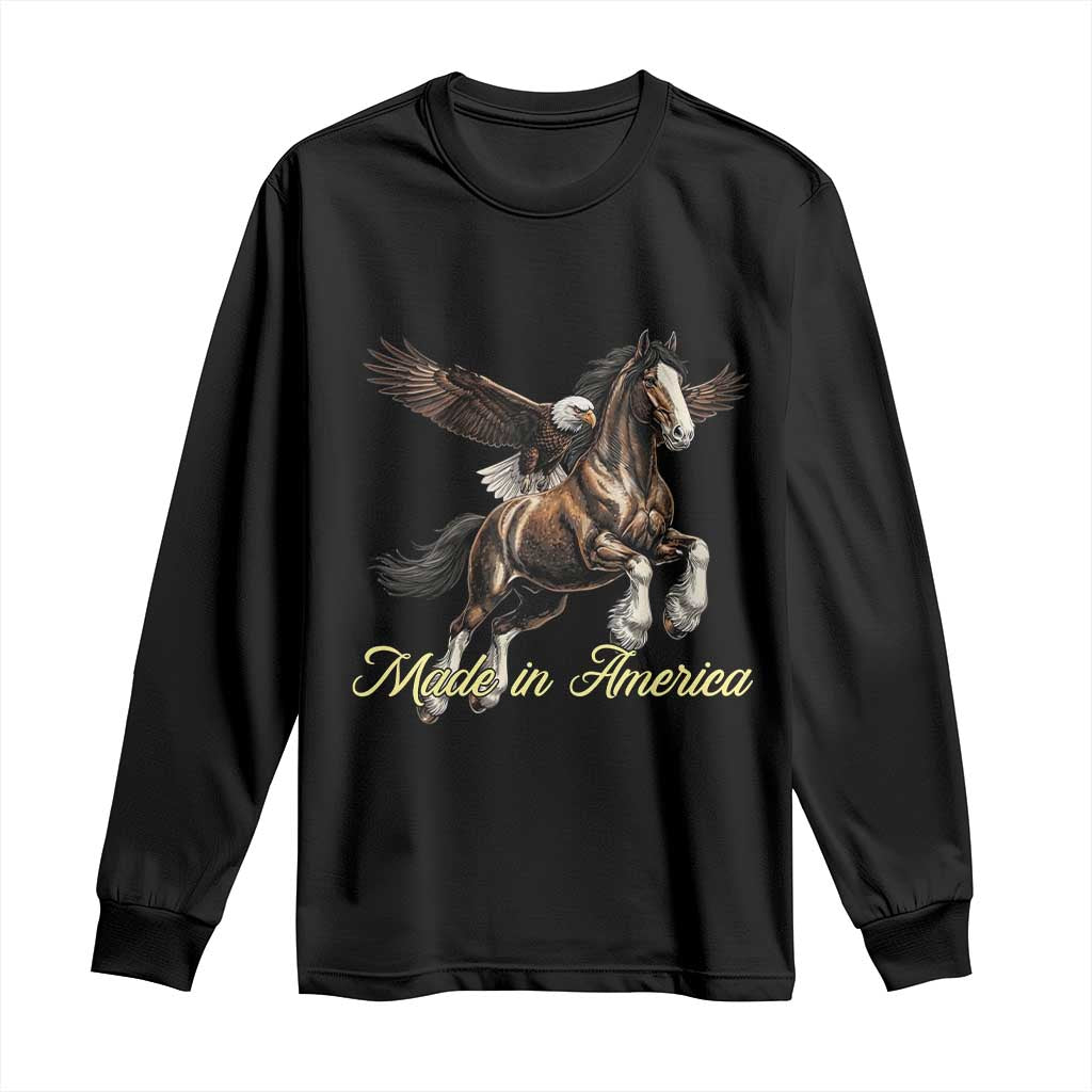 Made in America Patriotic Eagle and Horse Long Sleeve Shirt Strong American Pride Western Style TS02 Black Print Your Wear
