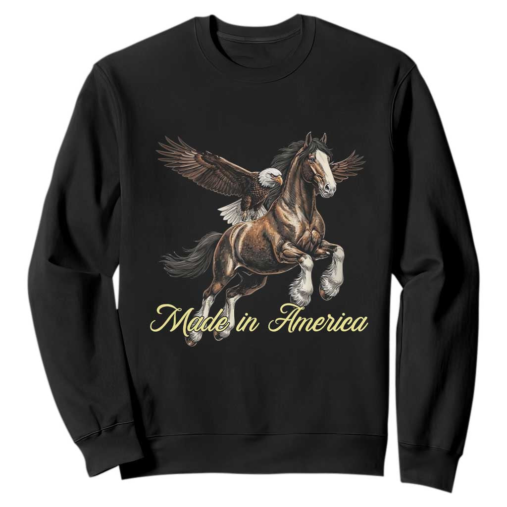 Made in America Patriotic Eagle and Horse Sweatshirt Strong American Pride Western Style TS02 Black Print Your Wear