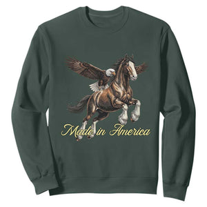 Made in America Patriotic Eagle and Horse Sweatshirt Strong American Pride Western Style TS02 Dark Forest Green Print Your Wear