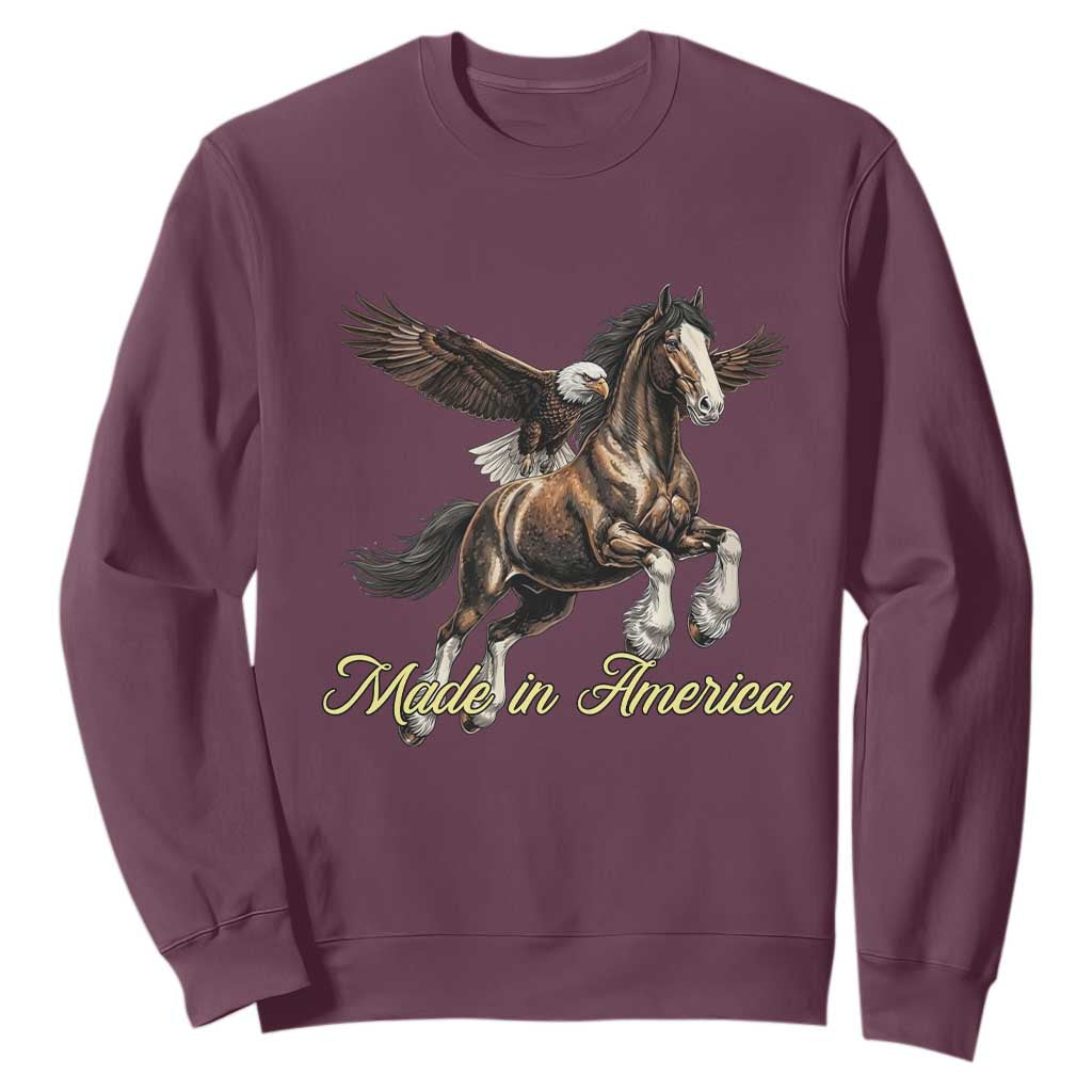 Made in America Patriotic Eagle and Horse Sweatshirt Strong American Pride Western Style TS02 Maroon Print Your Wear