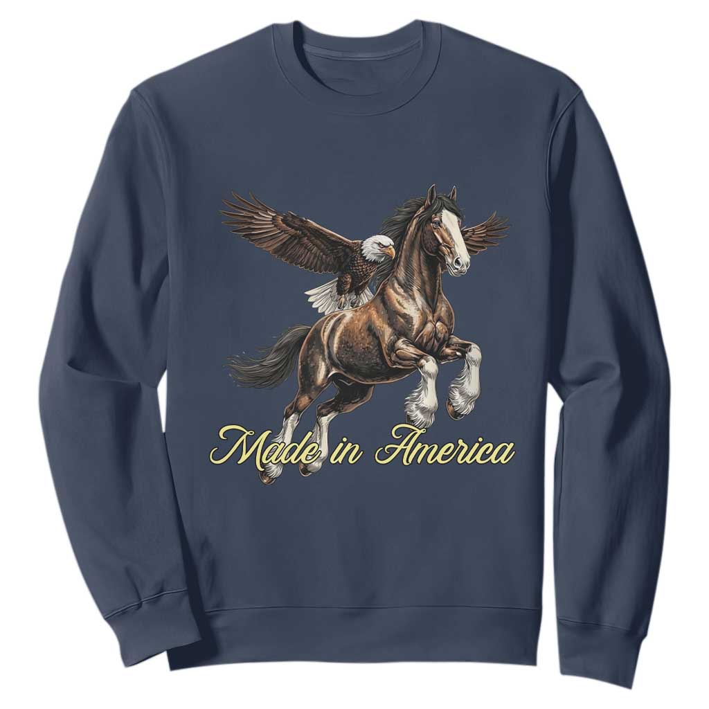 Made in America Patriotic Eagle and Horse Sweatshirt Strong American Pride Western Style TS02 Navy Print Your Wear