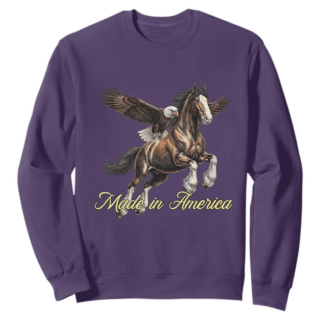 Made in America Patriotic Eagle and Horse Sweatshirt Strong American Pride Western Style TS02 Purple Print Your Wear