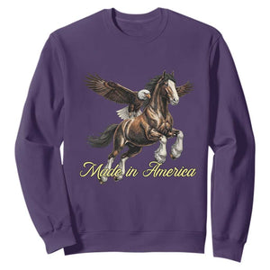 Made in America Patriotic Eagle and Horse Sweatshirt Strong American Pride Western Style TS02 Purple Print Your Wear