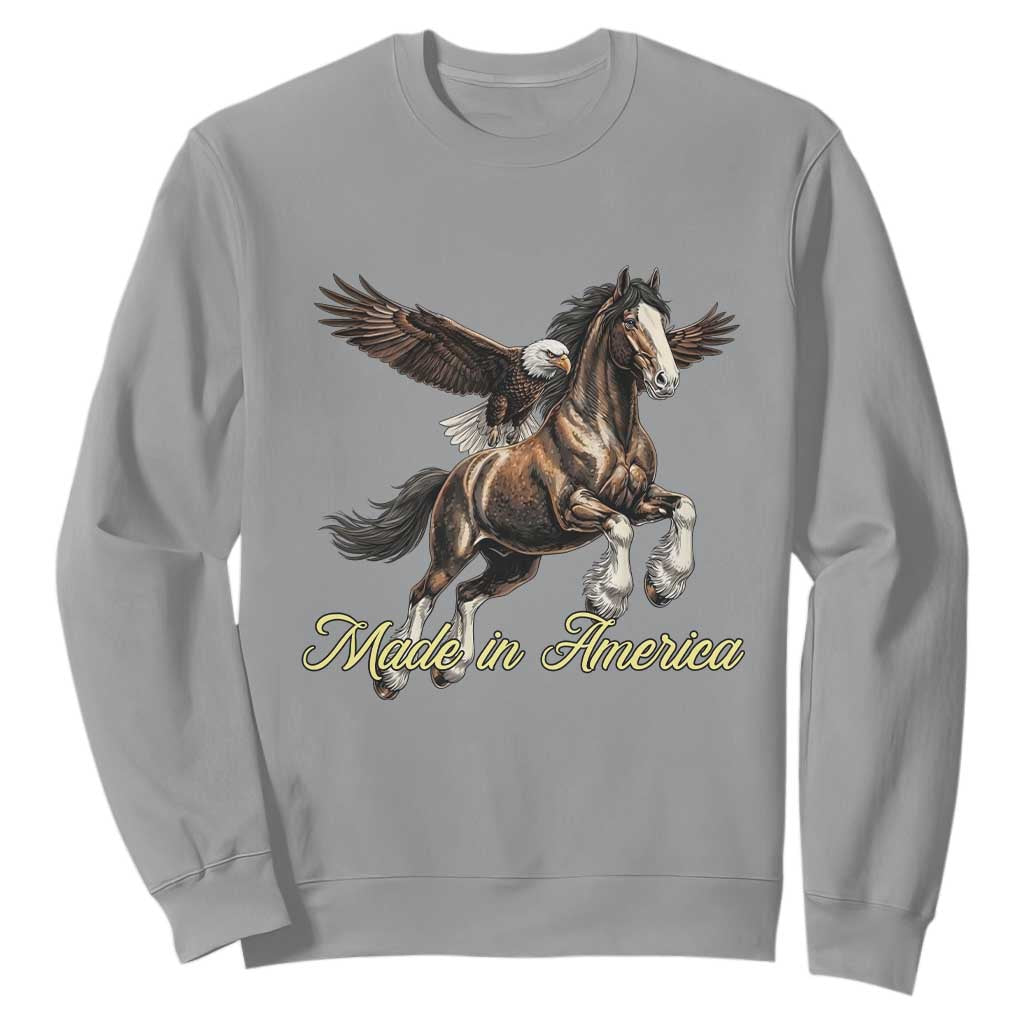Made in America Patriotic Eagle and Horse Sweatshirt Strong American Pride Western Style TS02 Sport Gray Print Your Wear