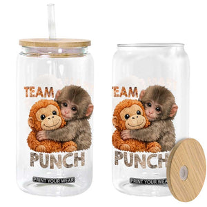 Team Punch Viral Baby Monkey Glass Can Cute Monkey Hugging Plush Toy Internet Trend Gift TS02 Print Your Wear