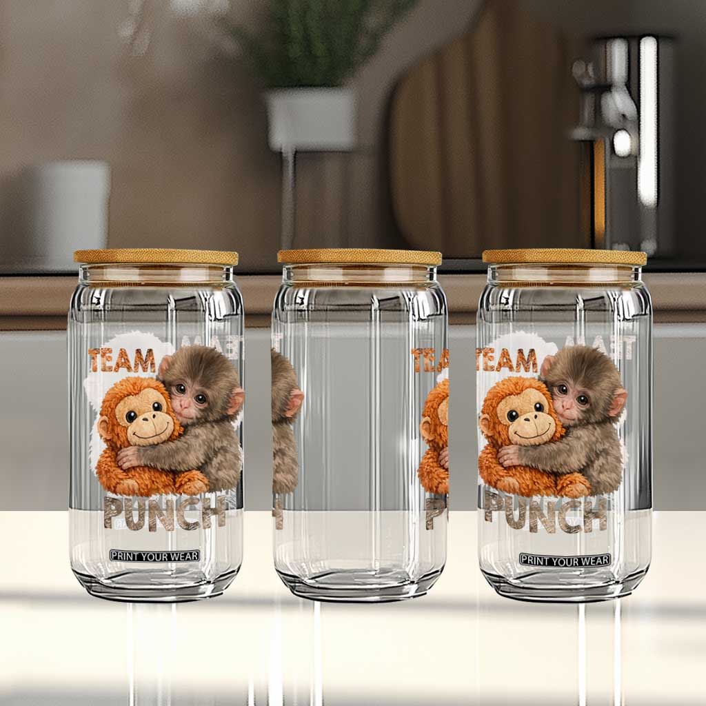 Team Punch Viral Baby Monkey Glass Can Cute Monkey Hugging Plush Toy Internet Trend Gift TS02 Print Your Wear