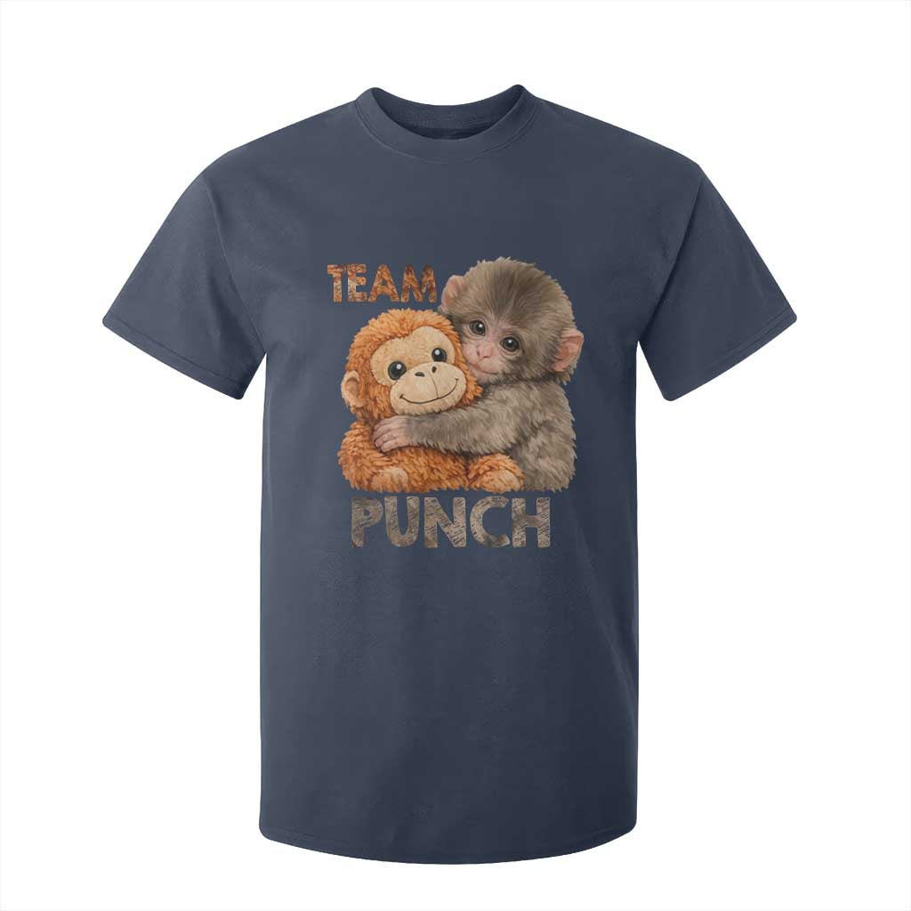 Team Punch Viral Baby Monkey T Shirt For Kid Cute Monkey Hugging Plush Toy Internet Trend Gift TS02 Navy Print Your Wear