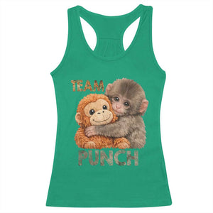Team Punch Viral Baby Monkey Racerback Tank Top Cute Monkey Hugging Plush Toy Internet Trend Gift TS02 Irish Green Print Your Wear