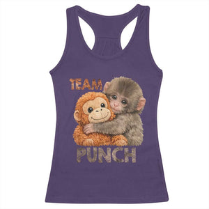 Team Punch Viral Baby Monkey Racerback Tank Top Cute Monkey Hugging Plush Toy Internet Trend Gift TS02 Purple Print Your Wear