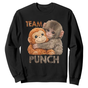Team Punch Viral Baby Monkey Sweatshirt Cute Monkey Hugging Plush Toy Internet Trend Gift TS02 Black Print Your Wear