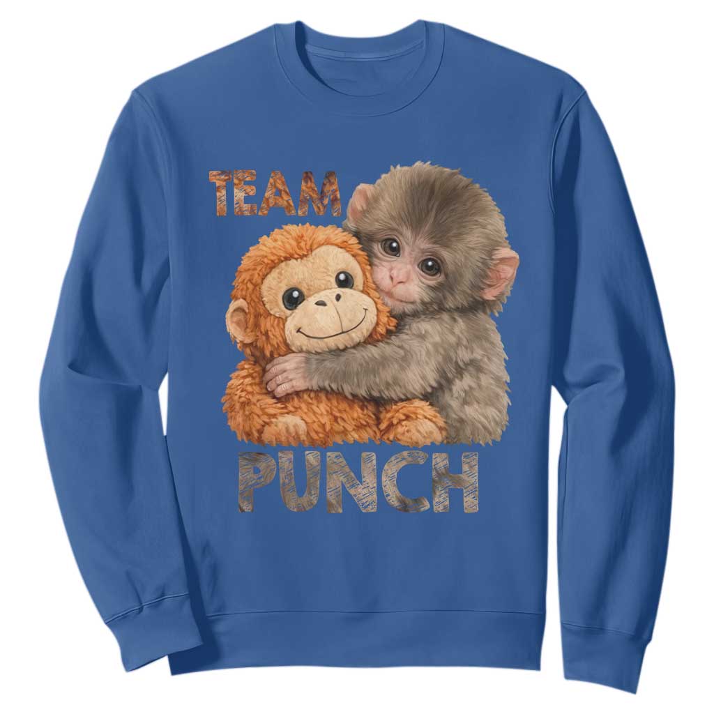 Team Punch Viral Baby Monkey Sweatshirt Cute Monkey Hugging Plush Toy Internet Trend Gift TS02 Royal Blue Print Your Wear