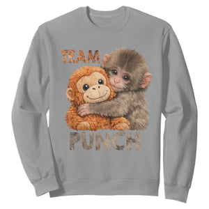 Team Punch Viral Baby Monkey Sweatshirt Cute Monkey Hugging Plush Toy Internet Trend Gift TS02 Sport Gray Print Your Wear