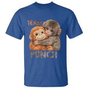 Team Punch Viral Baby Monkey T Shirt Cute Monkey Hugging Plush Toy Internet Trend Gift TS02 Royal Blue Print Your Wear