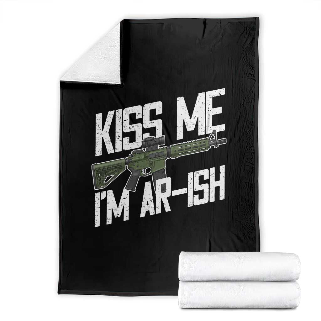 Kiss Me Im ARish Funny St Patricks Day Throw Blanket Tactical Irish Humor for Gun Enthusiasts TS02 Black Print Your Wear
