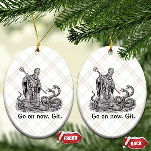 Go On Now Git Funny Saint Patrick Banishing Snakes Ceramic Ornament Irish History Humor St Patricks Day TS02 Print Your Wear