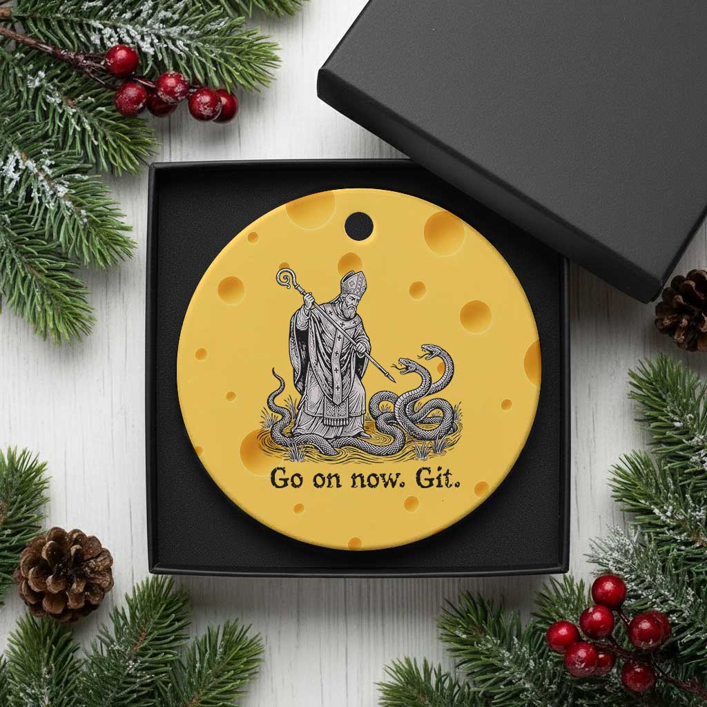 Go On Now Git Funny Saint Patrick Banishing Snakes Ceramic Ornament Irish History Humor St Patricks Day TS02 1pc Yellow Cheese Print Your Wear