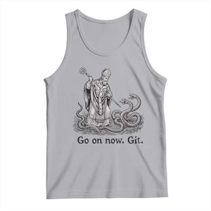 Go On Now Git Funny Saint Patrick Banishing Snakes Tank Top Irish History Humor St Patricks Day TS02 Athletic Heather Print Your Wear