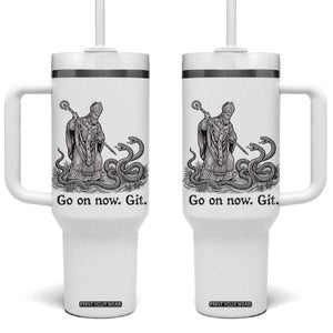 Go On Now Git Funny Saint Patrick Banishing Snakes Tumbler With Handle Irish History Humor St Patricks Day TS02 One Size: 40 oz White Print Your Wear