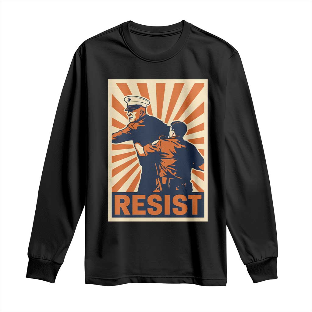 Resist Marine Veteran Political Protest Long Sleeve Shirt America First Anti War TS02 Black Print Your Wear