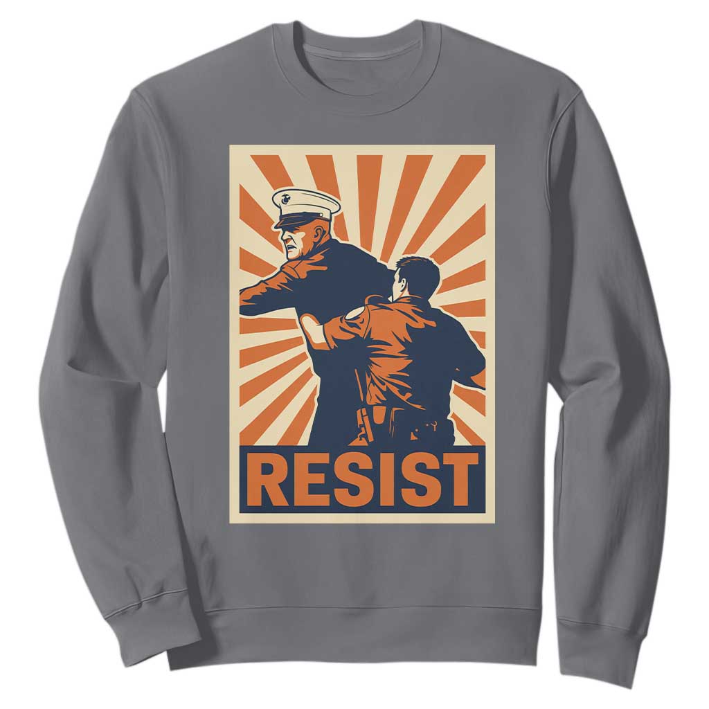 Resist Marine Veteran Political Protest Sweatshirt America First Anti War TS02 Charcoal Print Your Wear