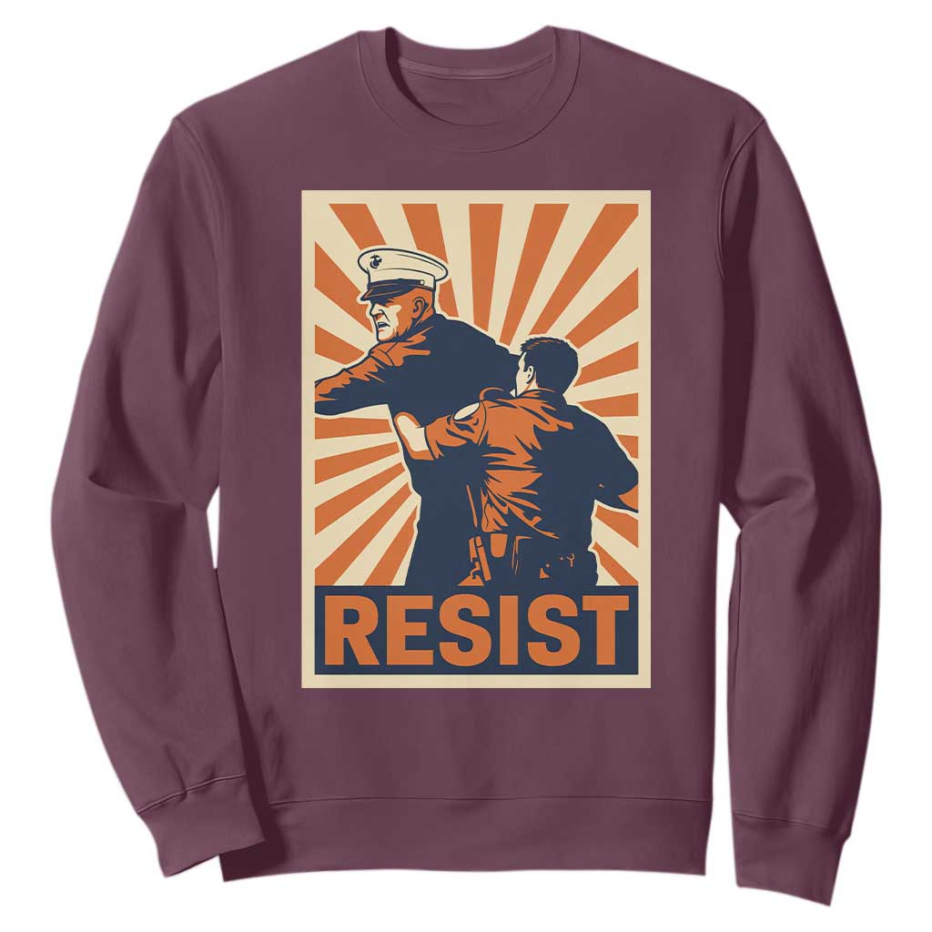 Resist Marine Veteran Political Protest Sweatshirt America First Anti War TS02 Maroon Print Your Wear